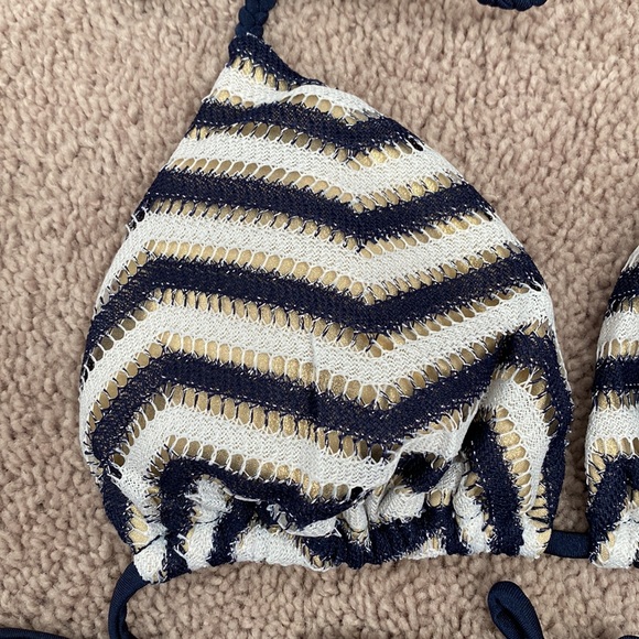 Luli Fama El Malecon Triangle Top And Wavey Ruched Back Brazilian Bottom Size XS - Picture 4 of 17